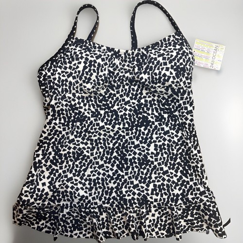 24TH AND OCEAN TRIBAL MIX TAB FRONT TANKINI TOP SIZE MEDIUM