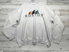 Vintage 90  s Boston Mass Sailboat Lake White Sweatshirt Medium Crewneck Unisex