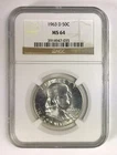 1963-D 50¢ Franklin Half Dollar – NGC MS 64 – White Coin – Last Year of Issue