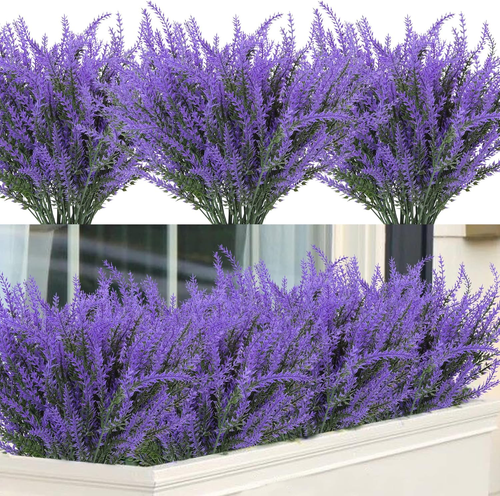 12 Bundles Artificial Lavender Fake Flowers Faux Plastic Plants for Home Wedding - Picture 10 of 12