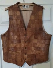 Scully Leatherwear California - Vintage Brown Patchwork Leather Western Vest 44