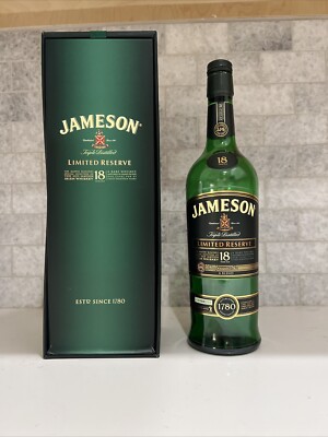 Jameson 18 Year Limited Reserve Irish Whiskey Box includes Empty Bottle And Cap