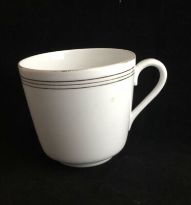 Noritake Radiant Flat Cup White w/Gold Trim and Three Thin Gold Stripes