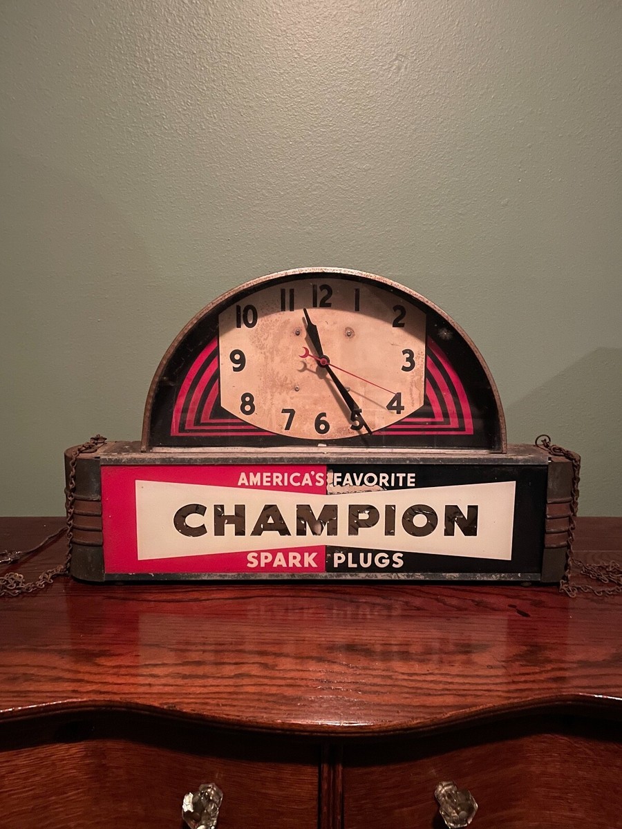 Champion Spark Plugs Art Deco Clock Light | eBay
