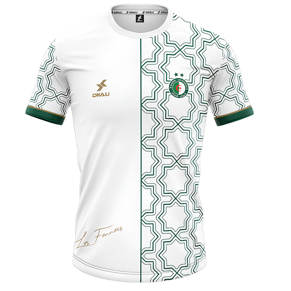 Maillot Algérie 2025/2026 Blanc Vert DKALI pour Match et Supporteur