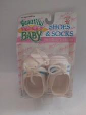 DOLL SHOES SOCKS SET BEAUTIFUL BABY Stripe 1991 Fits 16 -18