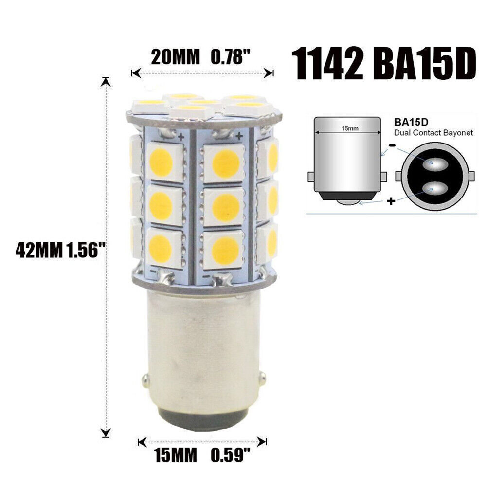 Pair 27SMD BA15D Cabin Marine Boat LED Interior Light Bulb 1004 1076
