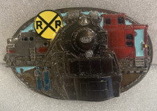 1986 Railroad Locomotive Belt Buckle. Shows no use. CJ Inc. Nice Made in USA.