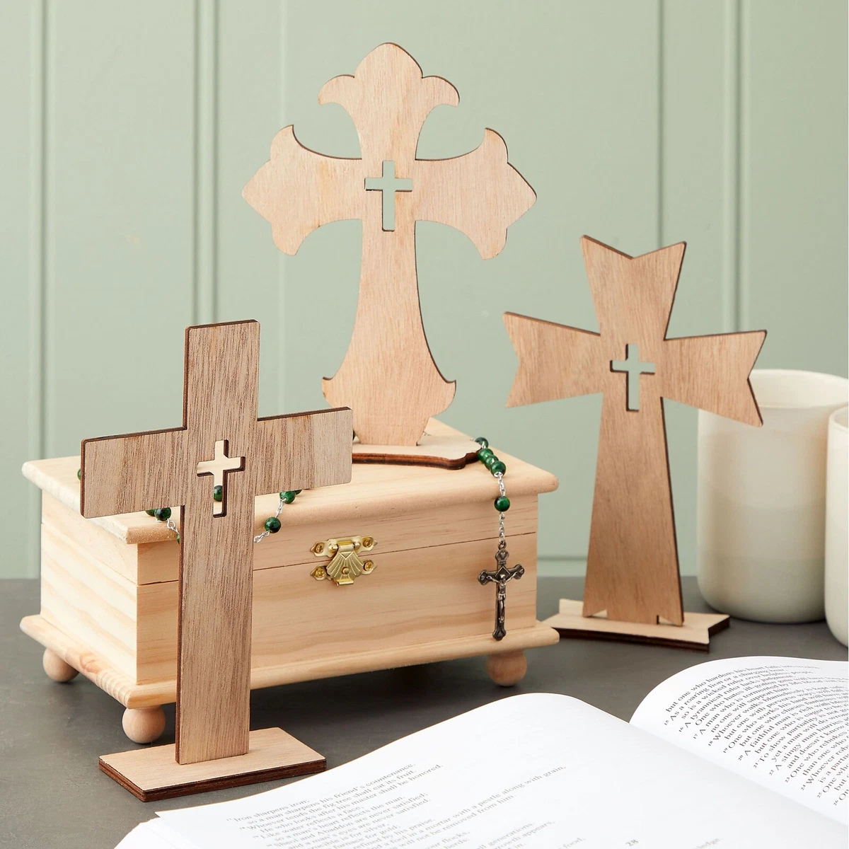 12 Pack Wooden Crosses for Crafts Wood Crosses for Centerpieces