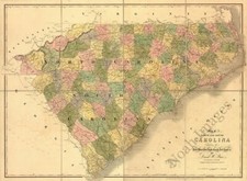 Map of North and South Carolina 16x20