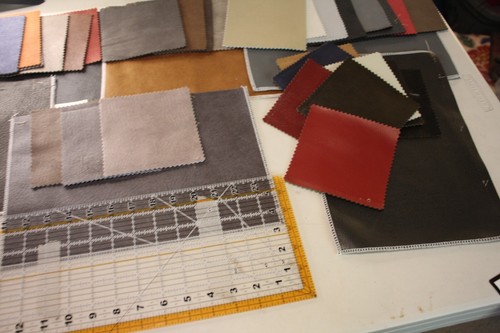 vegan Leather Designer Upholstery Fabric Sample Elran Solid Textured faux swatch - Picture 2 of 19