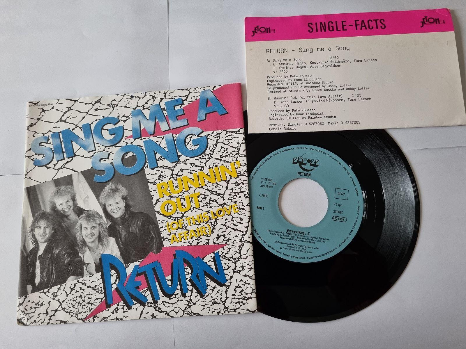 7"" Single Return - Sing me a song Vinyl Germany WITH PROMO FACTS