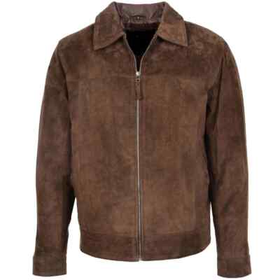 Herren Lammfell Wildleder Leder Dunkelbraun Weiche Jacke Basics Jacke Freizei...
