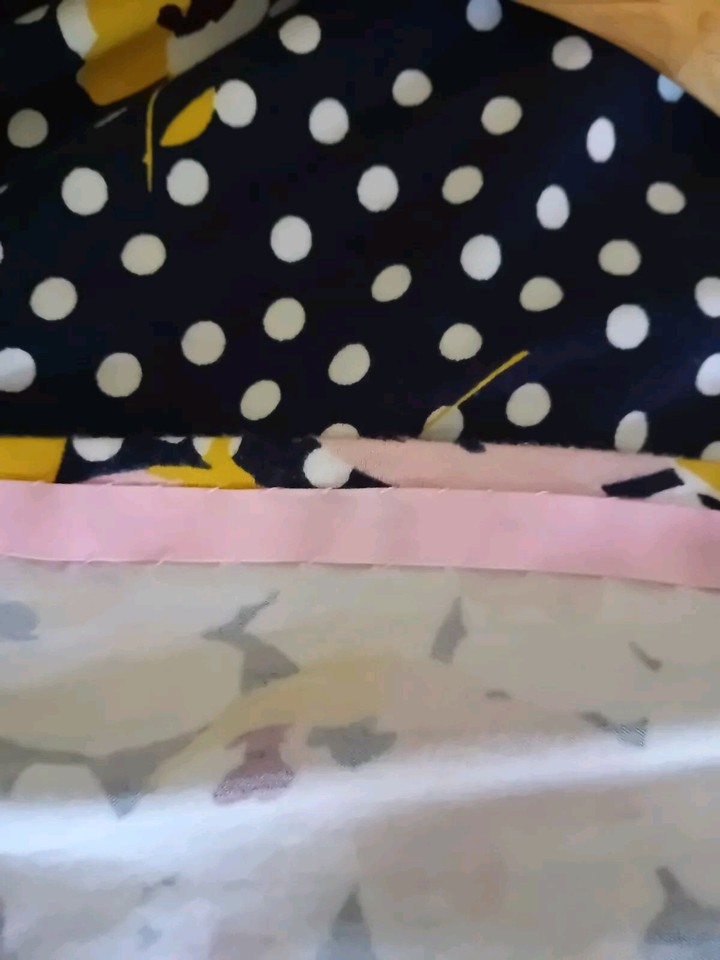 Boden Stretch Jersey Dress Navy With White Dots & Pink & Yellow Flowers