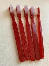 10-PACK RED Sparkle FUN Vintage NEW Designer Toothbrush By Alan Stuart New York