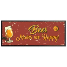 Beer Makes Me Happy Bar Runner Cocktail Party Bar Mat Man Cave Bar Accessory