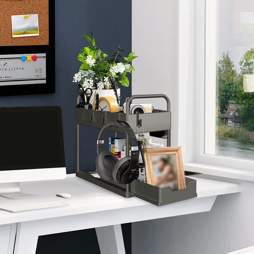 2 Ebenen Küchenregal Unterschrank Regal Spülschrankregal Organizer mit Schublade - Bild 6 von 20