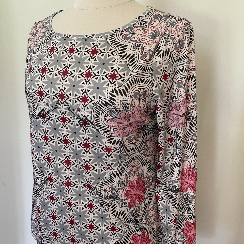 MISS LOOK Floral Multicoloured Women’s Cotton Blend Long Sleeve T-Shirt - Size S