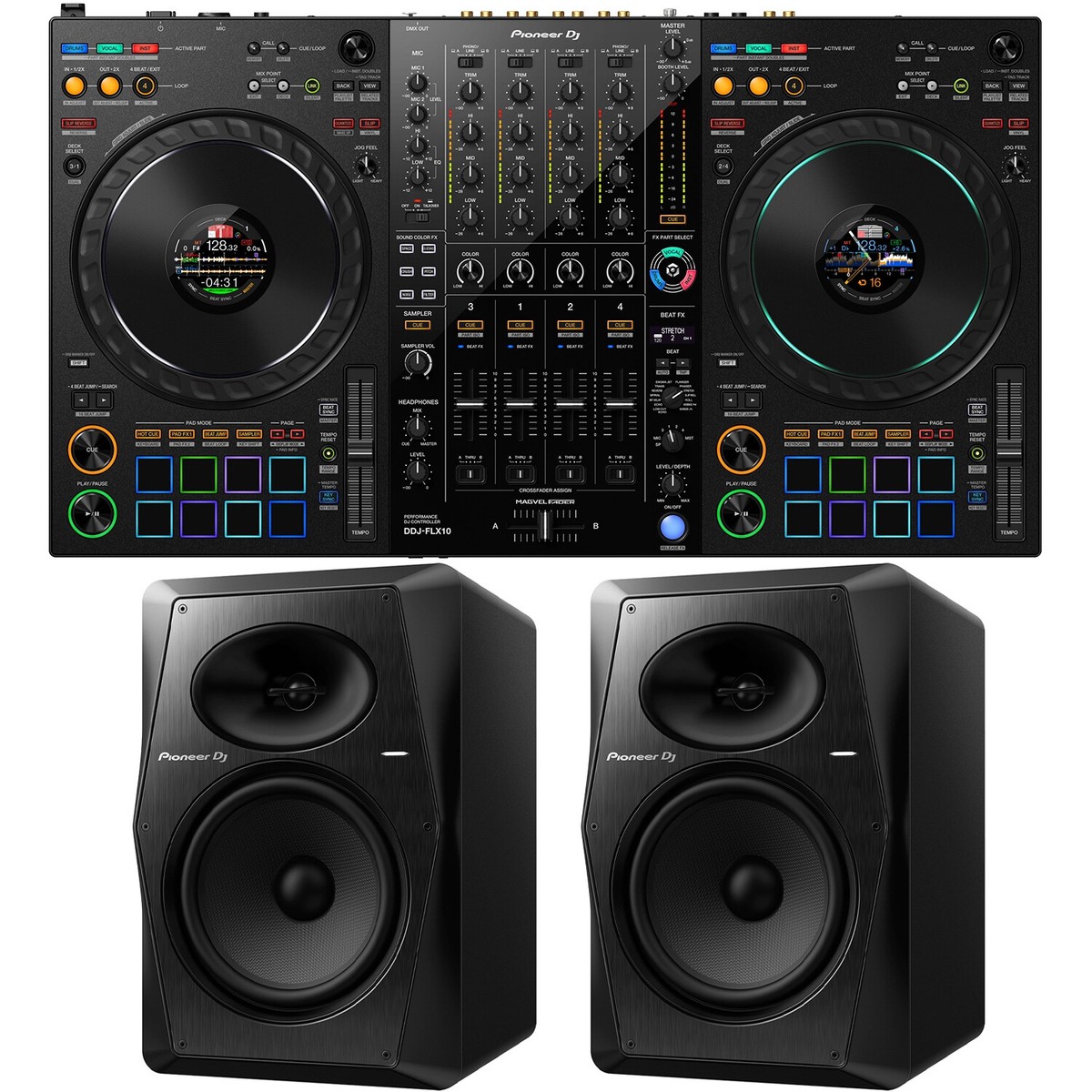 Pioneer DDJ-FLX10 DJ Controller w/ DJ VM-80 120W 8