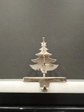 Silver Metal 3D Twirling Christmas Tree Stocking Holder Hanger XLNT