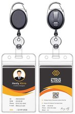 2 Pack Retractable ID Badge Holder with Clip Badge Reels, Clear ID Card Holder