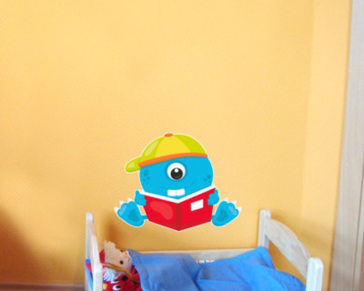 Samunshi Monster mit Kappe Wandtattoo Wandaufkleber Kinderzimmer  6 Größen