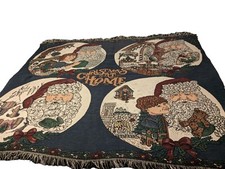 VTG Chatham Christmas At Home Blanket Tapestry Collectible 64"x50โ Made In USA