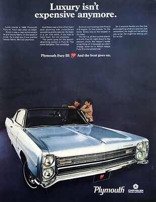 1968 Plymouth Fury III 2-door Sedan photo ''Luxury isn't Expensive'' print ad