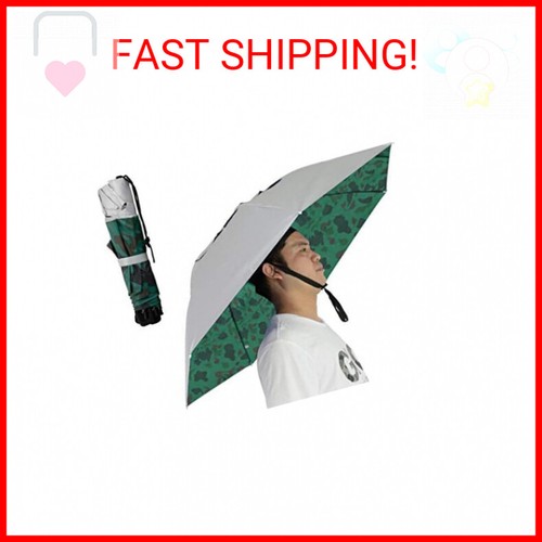 NEW-Vi Fishing Umbrella Hat Folding Adjustable Sun Rain Cap, 37.4”Oversize Hands