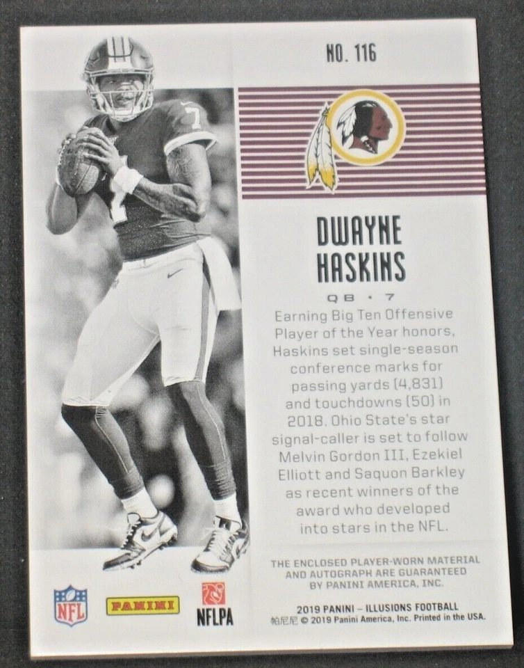 Dwayne Haskins 2019 Panini Illusions Autograph Jersey Rookie (40/50) Redskins - Image 2 of 2