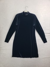 Paul Harris Women Dress Small Black Poly Blend Long Sleeve Velvet Pad Shoulder