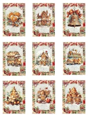 Gingerbread Christmas Designer MULTI-SIZE SET Cotton Fabric Quilt Blocks
