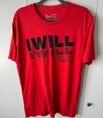 Under Armour Short Sleeve Crew Neck Cotton Mens I Will 2.0 SS Red T-shirt Size-M