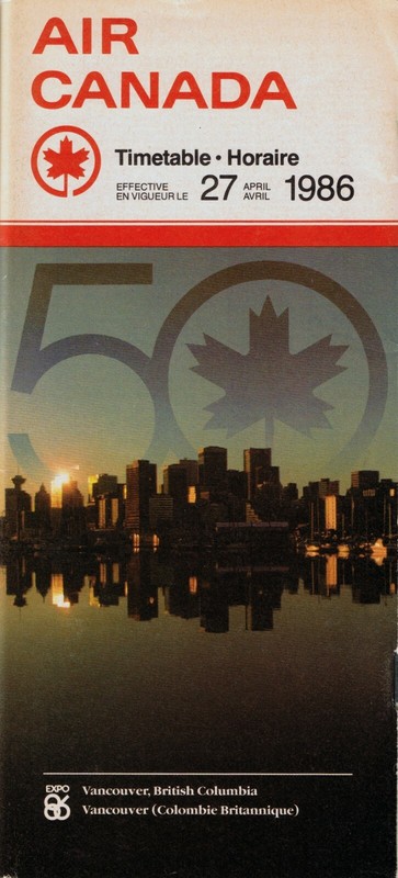 Air Canada Timetable  April 27, 1986 =
