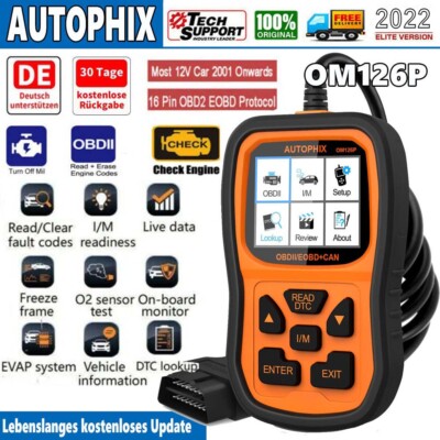 AUTOPHIX OM126P KFZ Auto Diagnosegerät OBD2 Scanner Motor Tester Fehlerauslesen
