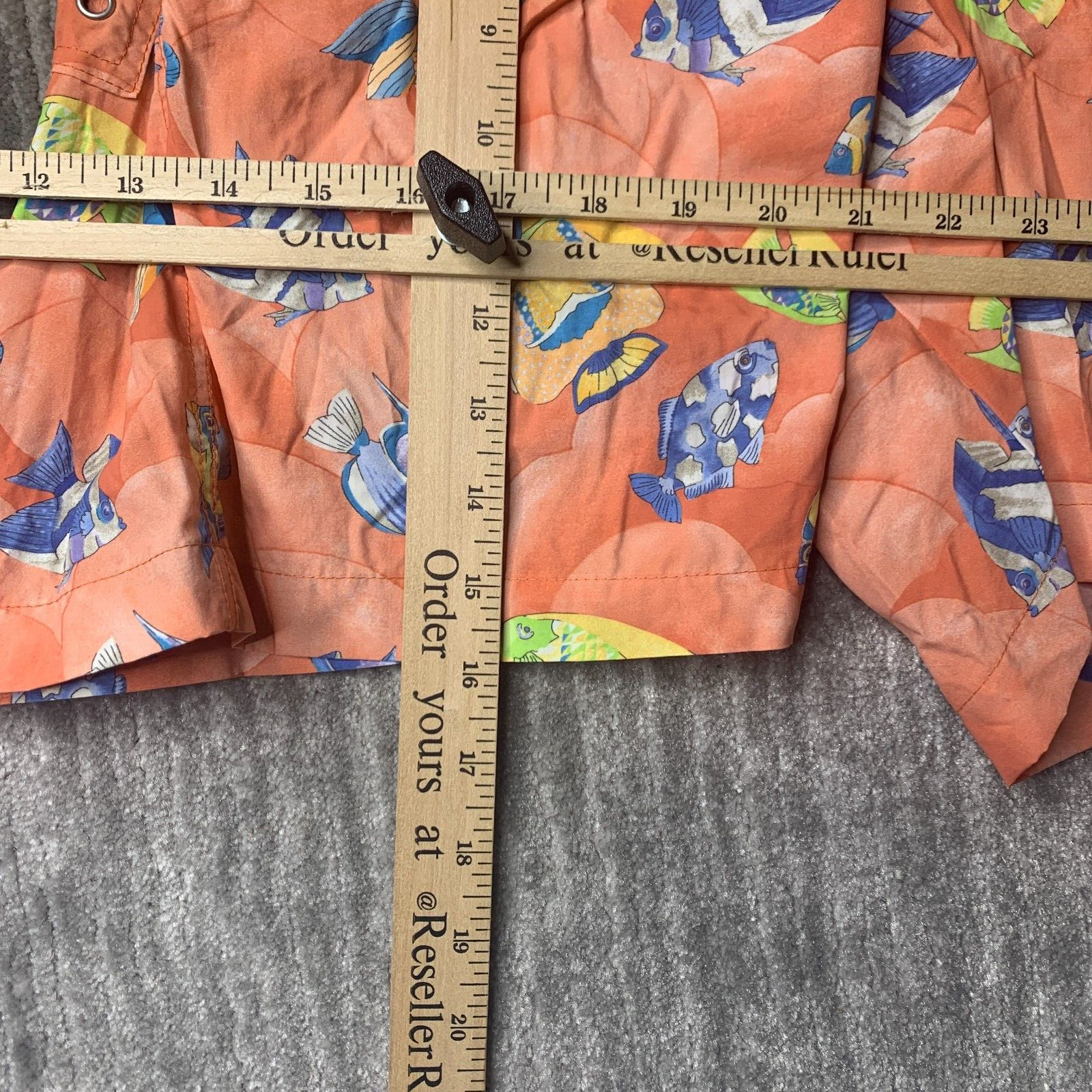 Leonard Paris Homme Swim Trunks Mens Large All Over Print Fish Orange Drawstring