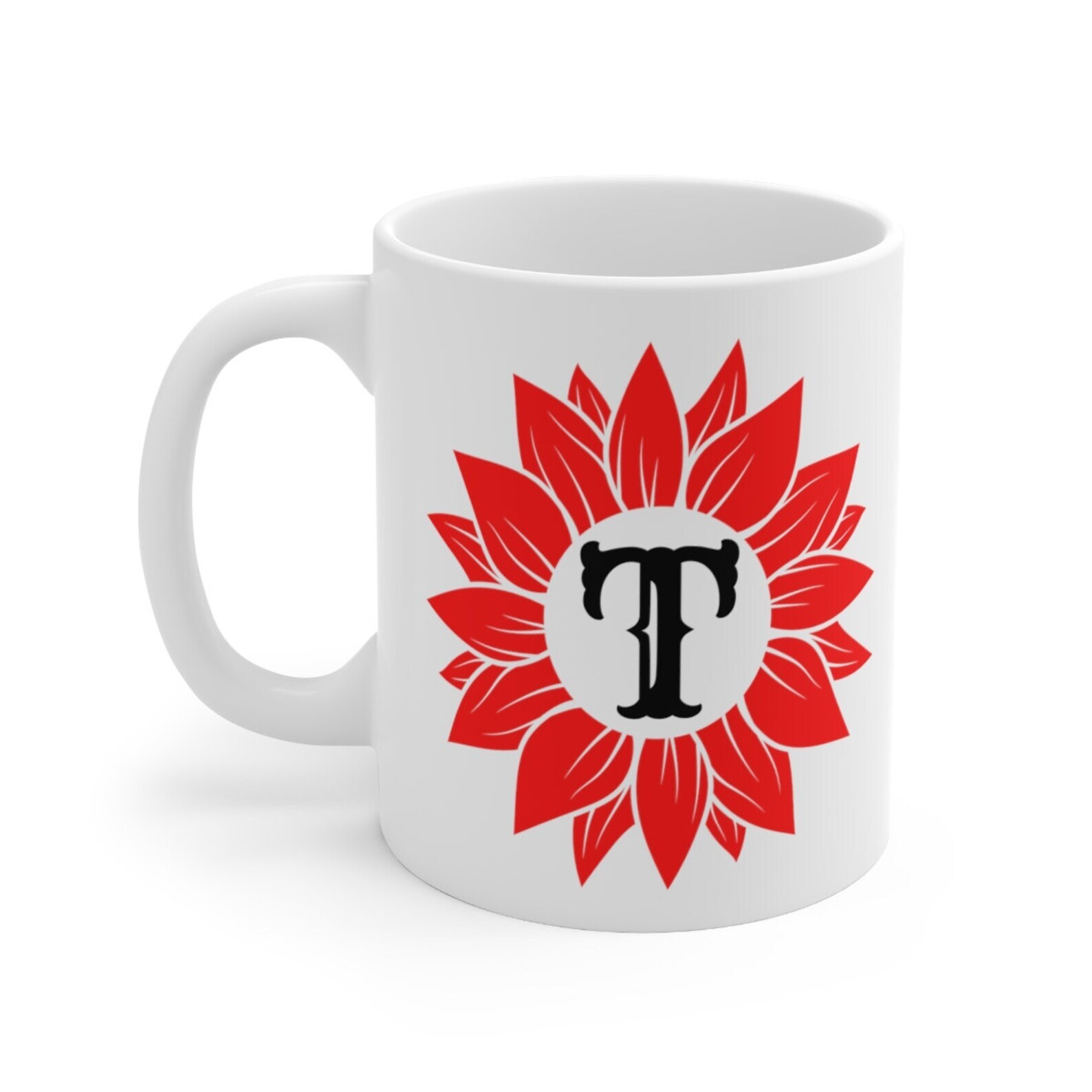 Personalized Monogram Initial White Ceramic Mug 11oz Coffee Cup Colorful