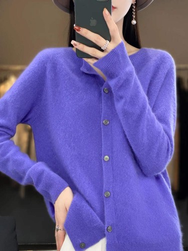 Cardigan manica lunga 100% lana merino maglioni cashmere primavera autunno donna O-Ne - Foto 64 di 81