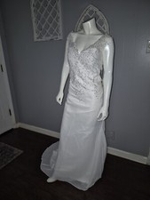 Stacees Custom Sleeveless Chiffon Court Train Sequin Wedding Dress NWT 36 38 44