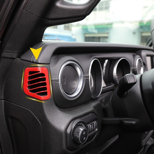 2x Red Air Vent Outlet Cover Trim Dashboard Side for Jeep Wrangler JL 2018+ ABS - Imagen 3 de 9