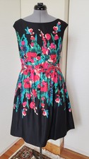 Eliza J Black Floral Print Dress w/Belt Size 14 New w/Tags
