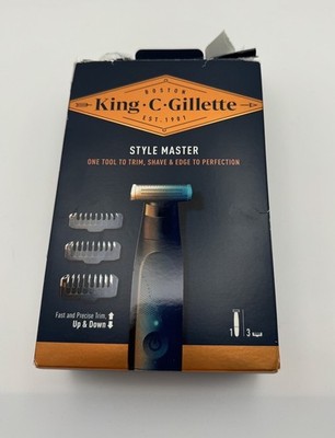 KING C Gillette Bartschneider Herren Rasur Schwarz 3 Kammaufsätze Präzision