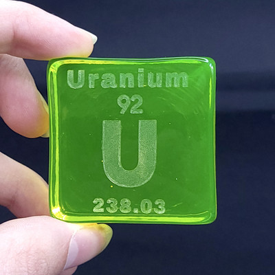 Vaseline Uranium Glass Block 50x50 mm Uranuim Yellow Glass Statue Art Deco