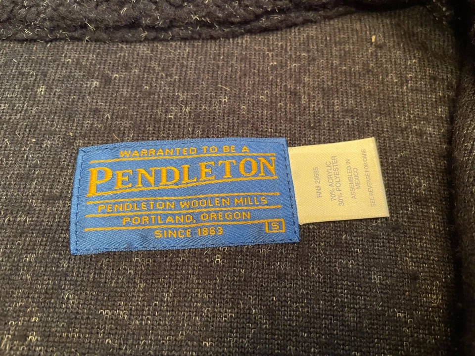 PENDLETON men's S small blue 1/2 zip Sherpa Fleece Pullover Sweater outdoors WOW - Image 2 of 4
