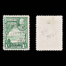 8615: Bermuda SG105 1s - Bermudian shilling Deep green 1936 Sc#113 Mi96 Used C£2