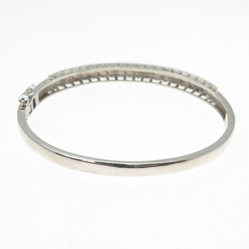 925 Sterling Silver Real Round-Cut Diamond Bangle Bracelet 7" - 第 5/9 張圖片