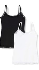 Iris & Lilly Women's Cotton Camisole, Pack of 2, Black/White, Size 10