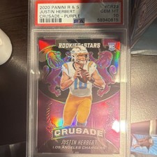 Panini 2020 Rookies & Stars Crusade Justin Herbert Purple /35 RC #CR-23 PSA 10