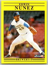 ⚾ 1991 Fleer Update #U-32 Edwin Nunez Milwaukee Brewers