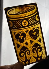 S36 Antique Vtg Amber Clover Floral Flower Rectangle 5.5”x3" Stained Glass Tiles